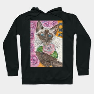 Siamese cat flowers Hoodie